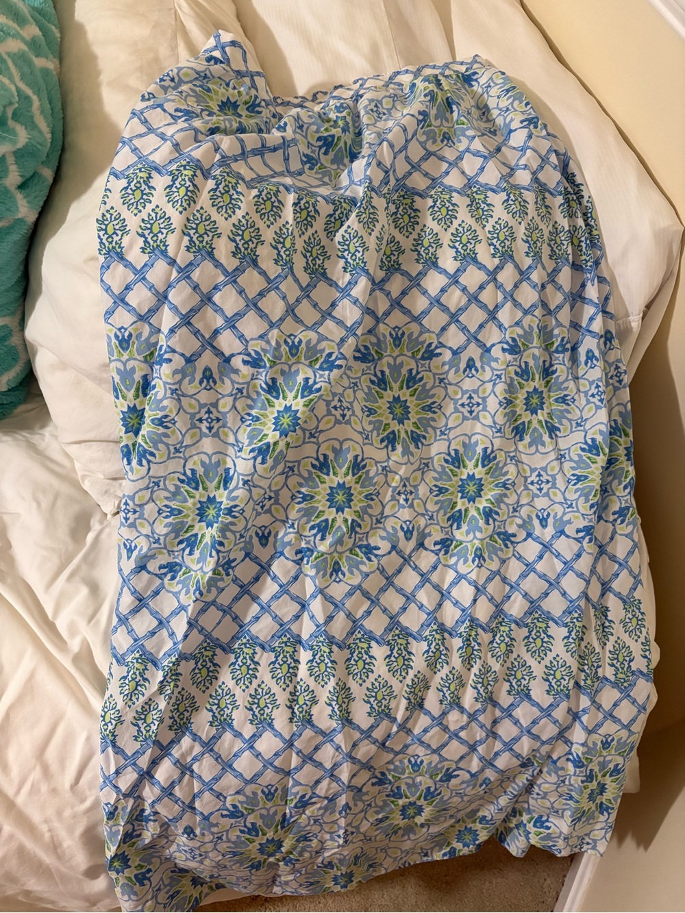 J. McLaughlin Blue & Green Patterned Strapless Summer Maxi Skirt